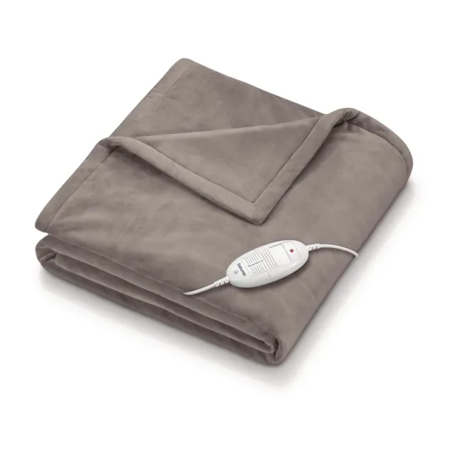 Taupekleurige Beurer HD 75 Cosy elektrische deken met bediening