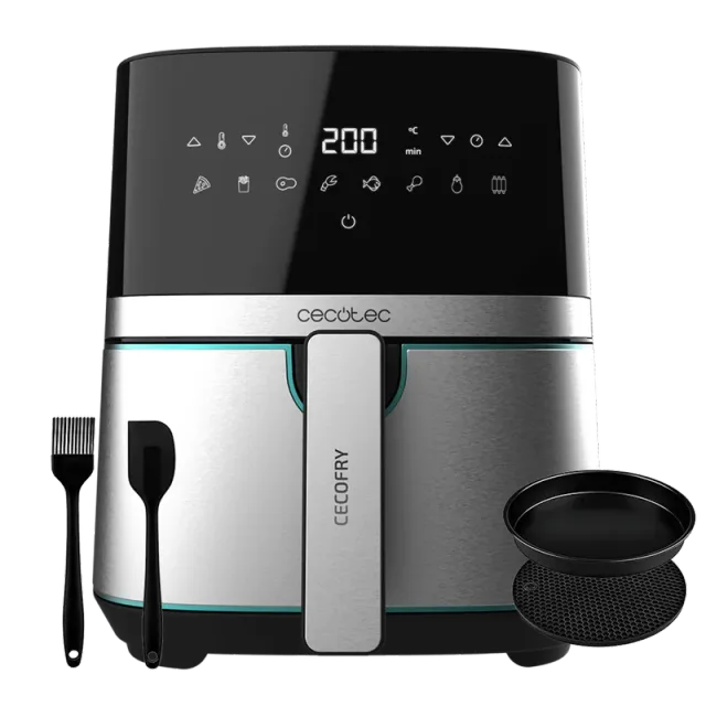 Roestvrijstalen Cecotec Cecofry Full Inox 5500 Pro-airfryer met accessoires