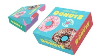 Doos van de Donuts-bakset met een geglazuurde donut op de voorkant
